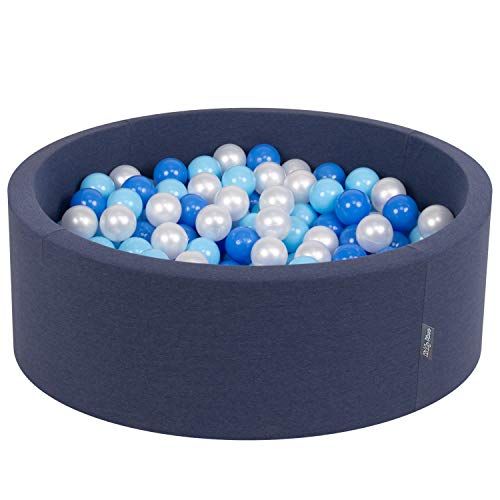 KiddyMoon Schuim Ballenbak Voor Kinderen Met Ballen Ø 7 Cm Gemaakt In EU, Marineblauw:Babyblue-Blauw-Parel,90X30cm/300 Ballen