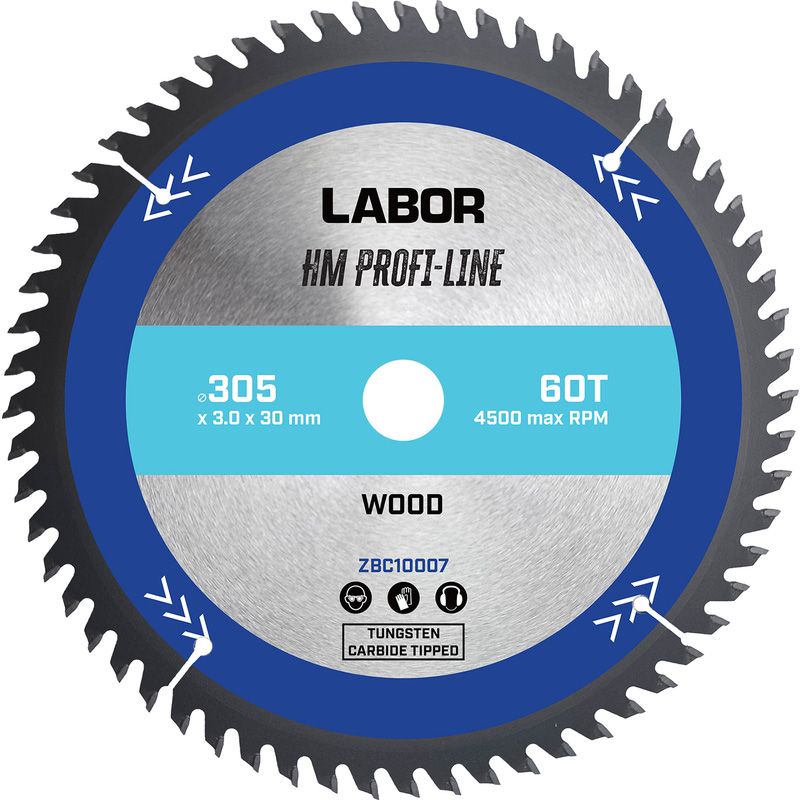 Labor HM cirkelzaagblad hout 305x30x3mm 60T
