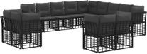 vidaXL - Hoek loungeset - Polyester - Zwart en donkergrijs