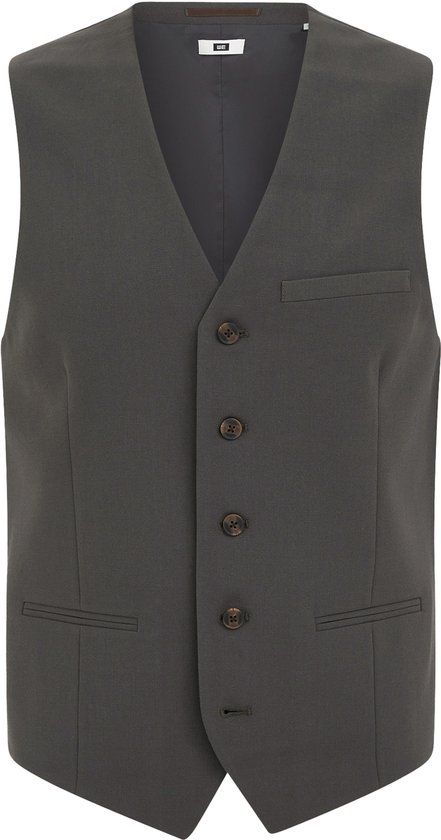 WE Fashion Heren slim fit gilet - Grijsgroen - Maat 44