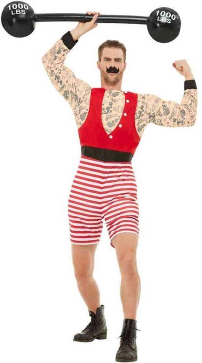 Smiffys Deluxe Strongman Costume - Red/White - Size L