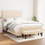 vidaXL Boxspringbed met matras, crème kleur, 140x190 cm, met stoffen bekleding