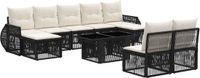 vidaXL Tuinbank - Set - 10 - st - Zwart - en - Crème - Wit - poly - rattan