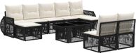 vidaXL Tuinbank - Set - 10 - st - Zwart - en - Crème - Wit - poly - rattan