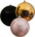 Decoris Grote kerstballen - D20 cm - goud zwart en lichtroze - kunststof - Kerstversiering
