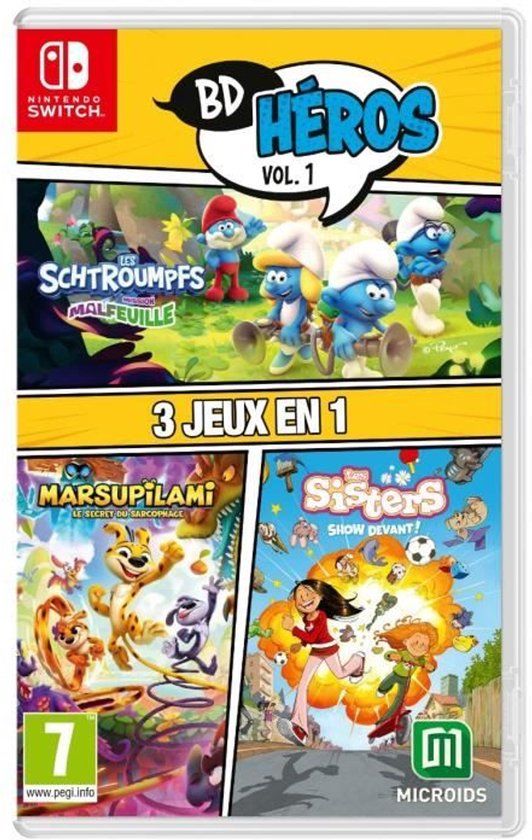 Microids Pack Comics Heros Vol.1: The Smurfs Mission Malfeuille Sisters 1 Marsupilami - Nintendo Switch-spel