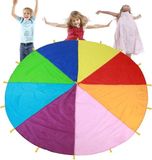 Tente Parachute Play Tente Jeu Enfant Multicolore Arc-en-ciel Intérieur & Extérieur Nappe de Pique-nique Fête Sports Activités Exercice de Groupe (3,6 m)