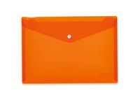 HERMA 20074 documententas A4 transparant oranje, 5 stuks, kleine zichtvakken envelop met drukknop, plastic envelop voor school, universiteit, kantoor, reizen