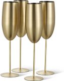 Oak & Steel – 4 Roestvrijstalen Champagneglazen met Geschenkdoos - RVS - (Mat Goud, 285ml) - Elegant, Stevig en Onbreekbaar