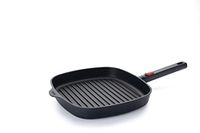Woll Diamond Logic XR Grillpan, vierkant, met groeven, inductief, 28 cm x 28 cm, 4,5 cm hoog, met afneembare steel, geschikt voor alle warmtebronnen, gegoten aluminium, antiaanbaklaag