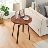 en.casa Table d'appoint Mippeena ronde Ø50 cm couleur noyer et noir