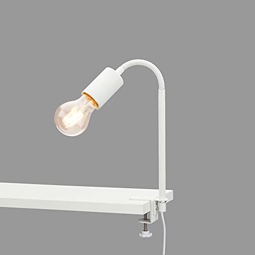 Briloner Leuchten - Klemlamp, klemlamp, 1x E27, max. 10 Watt, incl. kabelschakelaar, incl. flexarm, metaal, wit, 477mm