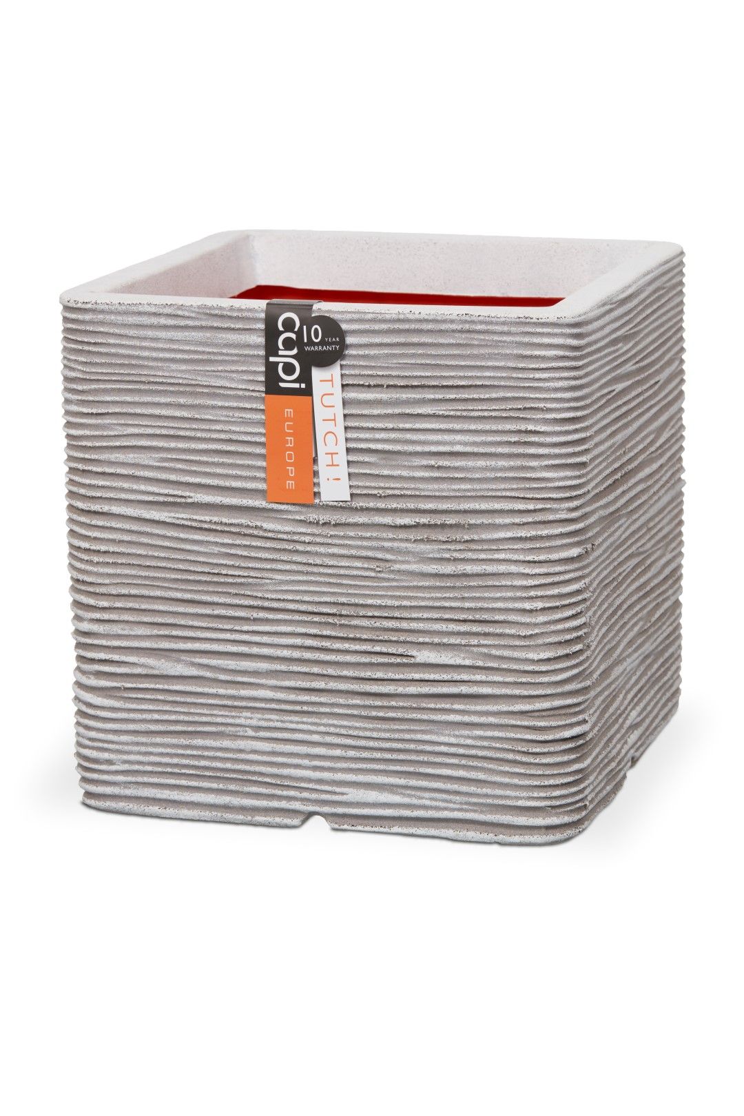 Capi Europe Bloempot Vierkant Rib NL - 30x30 - Ivoor