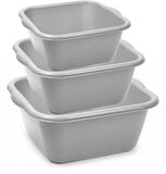 Plasticforte 3x huishoud teilen set - afwasbak - kunststof - 10-15-20 liter - grijs