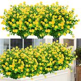 ArtBloom Kunstbloemen voor buiten, uv-bestendige kunstmatige buxusplanten, kunstmatig groen voor binnen en buiten, voor hangmanden, tuin, veranda, vensterbank, bruiloft, landelijke decoratie, 6