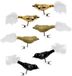 Decoris Kerst vogeltjes - 6x st - op clip - goud/zwart - 8 cm - glas - kerstornamenten