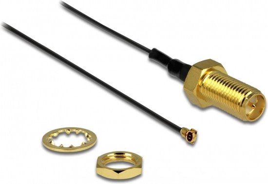 Delock MHF 4 (v) - RP-SMA kabel - Micro Coax - 0.35 meter - Zwart