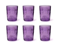 Excelsa Color Tumbler Set met 6 decoratieve glazen, meerkleurig, reliëfdecoratie, 350 ml, 8 x 10 cm (paars)