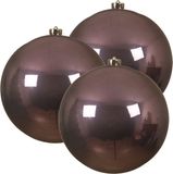 Decoris Kerstbal - 3 stuks - Lila/Paars - 14 cm - Kunststof - Glanzend