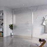 Fortifura Galeria Vrijstaande Inloopdouche - 140x200cm - helder geribbeld - antikalk - 8mm veiligheidsglas - 2 zijwanden - 30cm - wandsteunen en hoekprofielen - hoogglans chroom