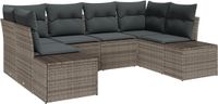 vidaXL Tuinbank Set 6-delig Grijs Poly Rattan