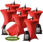 Aventara Statafelrok Rood x 6 – ∅80-85 x 110 cm met Opbergtas – Statafelhoes Stretch Stof – Kras- en Vouwvrije Statafel Rok Extra Dik – Rode Sta Tafelrok 6 Stuks – Statafelhoezen Voor Horeca Evenementen Feest Bruiloft Partijen