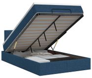 vidaXL Ottoman bed met matras en hoofdeinde, blauw, 120 x 200 cm, stof