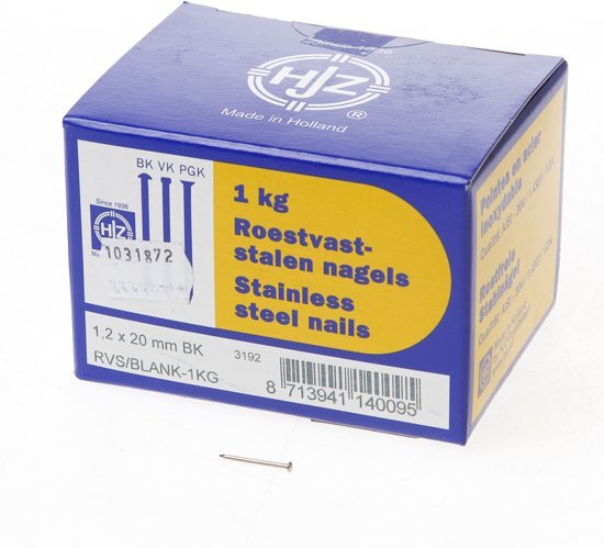 HJZ RVS nagels bombe kop 1.2 x 20mm 1kg