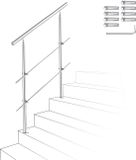 Merkloos / Sans marque VGO GmbH Trapleuning - Roestvrij Stalen - 80cm - 2 Dwarsbalken - leuning voor binnen en buiten - In Hoek Verstelbaar Trapleuningen - met Kogelring en 2 Palen - voor Trap Balkon Terras Borstwering - Ø 42 mm