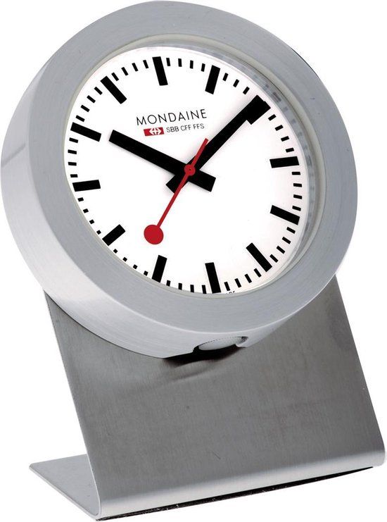 Magneetklokje 50mm mat-wit-alu Unisex - Mineraalglas - Stalen band - Zilverkleurig