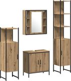 vidaXL Badkamermeubel Set 4-delig Bruin Bewerkt Hout