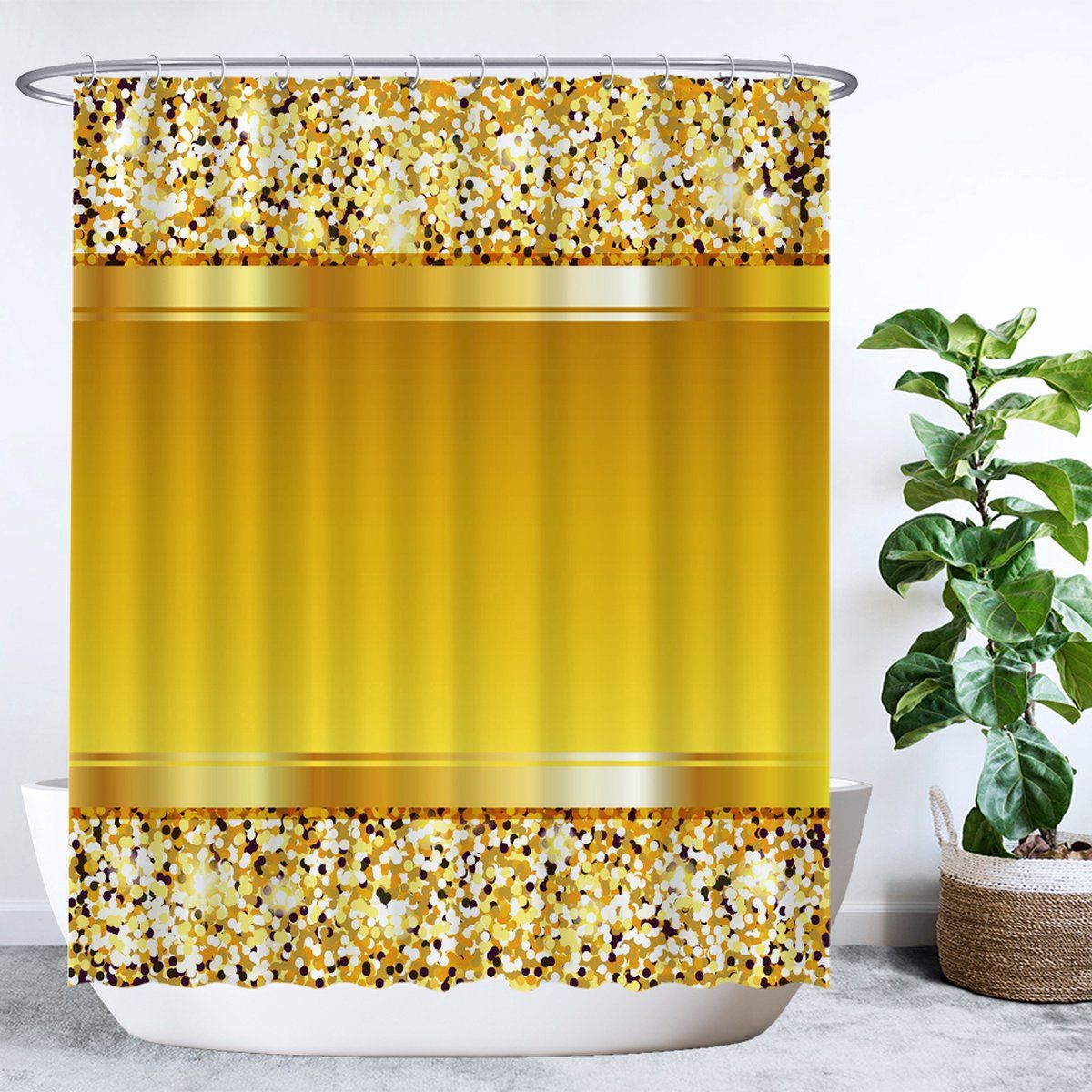 Ulticool Douchegordijn - Goud Luxe Chic Feest - 180 x 200 cm - Polyester - met 12 ringen