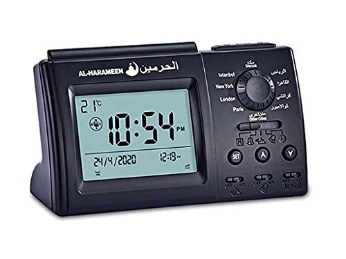 Islamitische Azan Alarm Tafel Klok - Digitaal Moslim Gebed Alarm - Ramadan Gift (3006 Zwart)