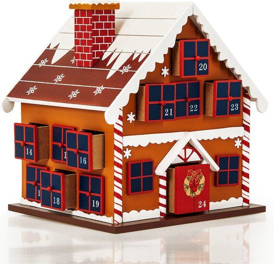 Spielwerk Adventskalender Winterhuisje - Hout - Zelf te vullen