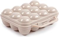 PLASTICFORTE Eierdoos - koelkast organizer eierhouder - 12 eieren - taupe - kunststof - 20 x 18,5 cm