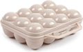 PLASTICFORTE Porte-œufs - organisateur de réfrigérateur porte-œufs - 12 œufs - taupe - plastique - 20 x 18,5 cm