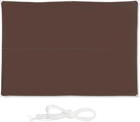 Relaxdays Schaduwdoek - Rechthoekig - Bruin - 3 x 4 m - Zonnebescherming - Weerbestendig
