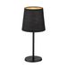 Fischer & Honsel Tafellamp Rimini | zandzwart mat| stoffen kap zwart Chintz binnen goudkleurig| H: 30 cm, D: 14 cm | met snoerschakelaar | 1x E14 max. 25 zonder lamp