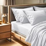 Merkloos / Sans marque Asir - Ranforce Dubbel Hoeslaken Wit 140 x 190 + 30 cm