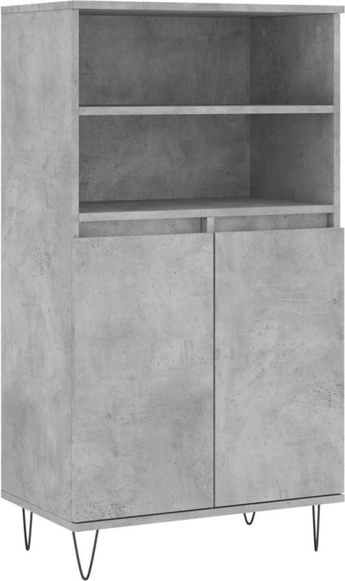 vidaXL Hoge kast bewerkt hout betongrijs 60x36x110 cm