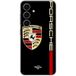 Maniacase Housse de protection Samsung Galaxy S24 FE PORSCHE logo rouge et doré fond noir