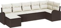 vidaXL Tuinbank - Set - 7 - st - Bruin - Poly - Riet