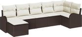 vidaXL Banc de jardin - Set - 7 - pièces - Marron - Poly - Rotin