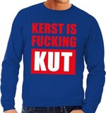 Bellatio Decorations Foute kersttrui / sweater Kerst Is Fucking Kut - blauw voor heren - Kersttruien XXL