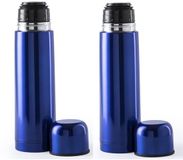 Merkloos Thermosfles - 2x - 500 ml - Blauw - RVS