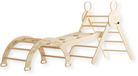 Buxibo Mini Klimrek - Houten Klimrek met Klimboog & Klimhelling met Glijbaan - Montessori Speelgym voor Binnen - 176x47x82 cm - Naturel