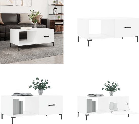 vidaXL Salontafel 90x50x40 cm Bewerkt Hout Wit