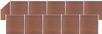 vidaXL WPC omheining set, 10 vlakke panelen + 1 schuin paneel, 1830x186 cm, bruin