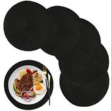 WANYD Placemats Ronde Placemats voor Eettafel Set van 6, 30 cm Kleine Cirkel Placemats Wasbare Hittebestendige Antislip Ronde Tafelmatten Zwart