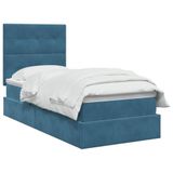 vidaXL Bed met matras Donkerblauw 90 x 200 cm Fluweel